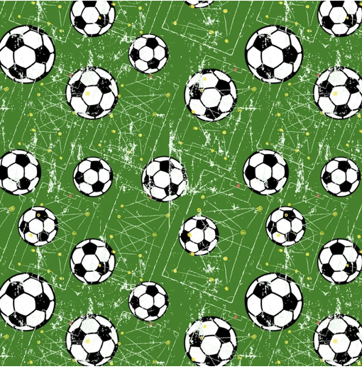 Football print on green background